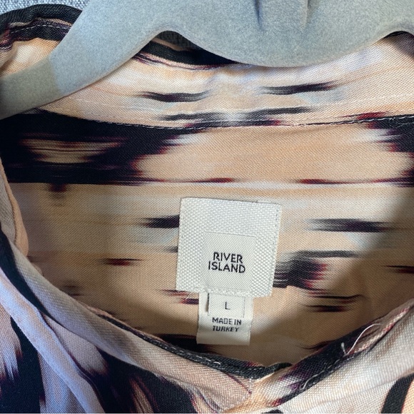 River Island Large Men’s Short Sleeve Abstract Print Button Front Casual Shirt - Picture 5 of 8